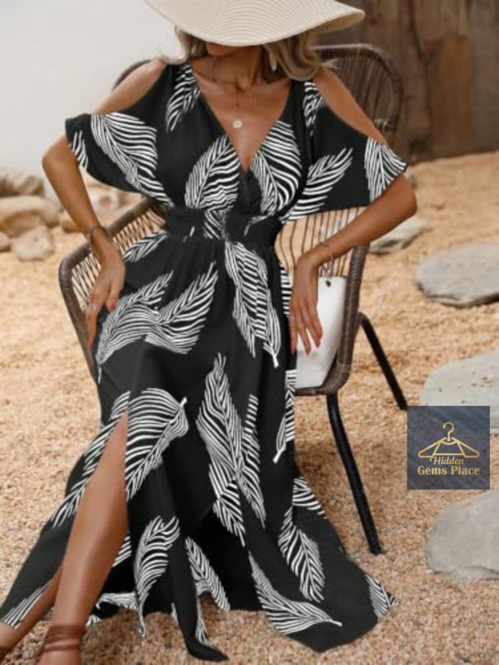 Summer Vacation Beach Dress Tropical Cruise A-Line V-Neck - Picture 4 of 5